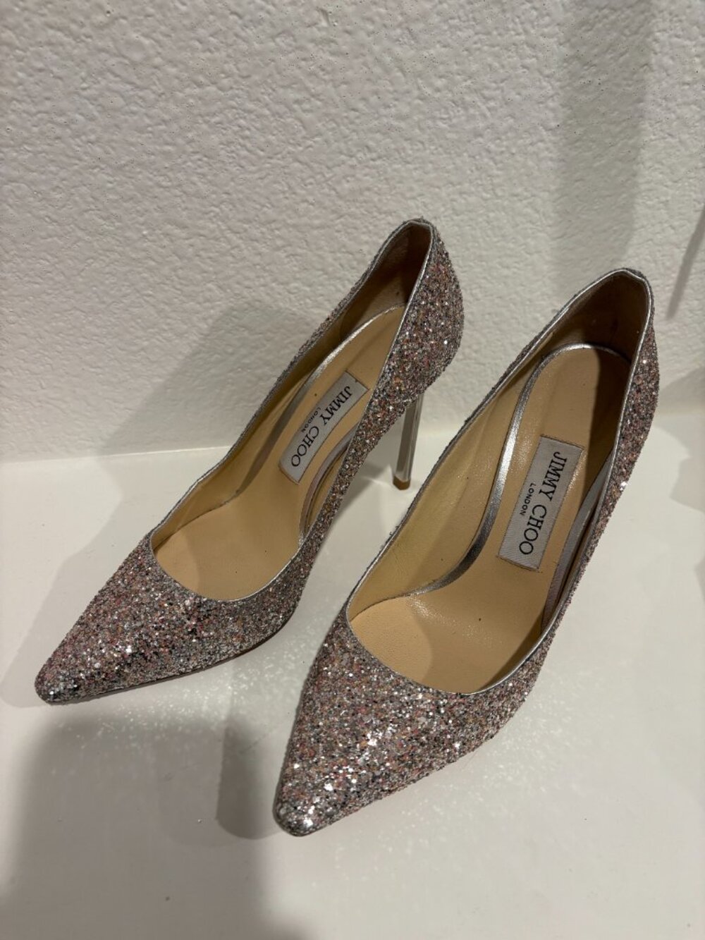 Authentic Jimmy Choo Romy 85 Glitter pumps in Size 36.5